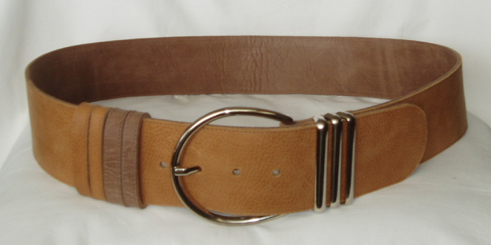 60mm Wide Light Tan Reversible Leather Belt