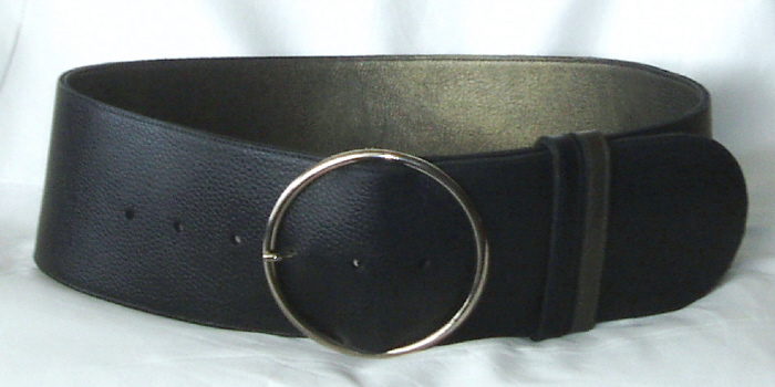 80mm Wide Black Leather Belt 