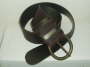 Bronze Brown Reversible Leather Belt with Chunky Brass Look Buckle