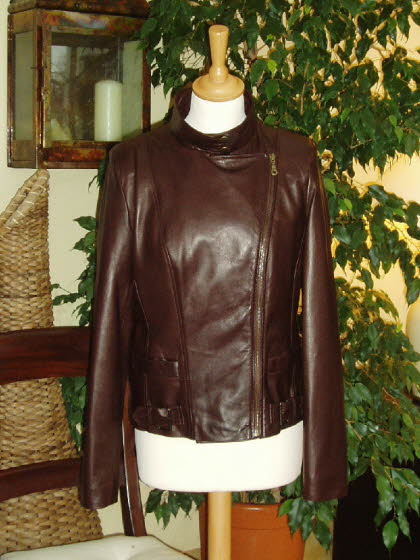 Brown Designer Leather Jacket by Helen McAlinden