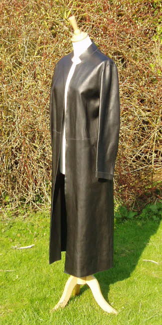 Jane Norris Unlined Black Leather Coat Bl  45 inches