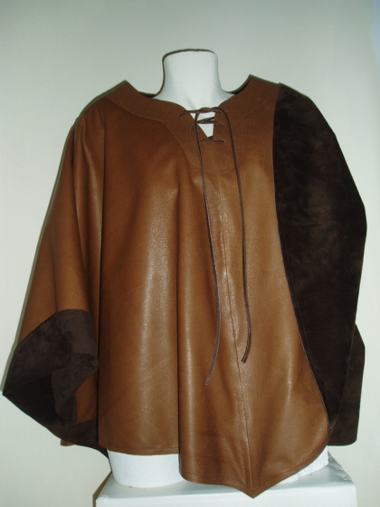 Tan Poncho showing Brown Suede side