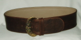 Wide Antique Finish Brown Leather Belt