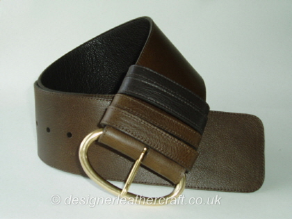 Wide Brown Reversible Leather Belt with Vintage Brass Buckle - 75mm - 41